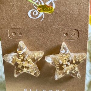 Plunder Gold Star Earrings with Sparkling Flakes